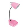 Limelights Gooseneck Organizer Desk Lamp with Holder and Charging Outlet, Pink LD1057-PNK